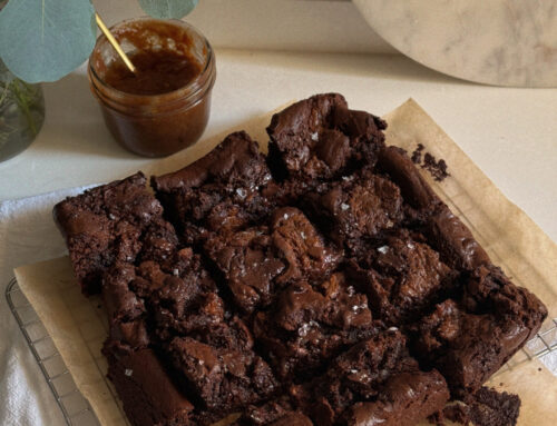 Salted Caramel Almond Butter Brownies (Gluten-Free, Dairy-Free, Easy One-Bowl Recipe)