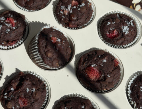 Double Chocolate Strawberry Date Muffins